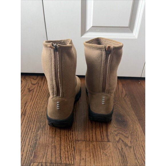 Lands’ End Chestnut Suede Fleece Sweater Snow Boots Women’s Size 8.5 - Picture 4 of 5